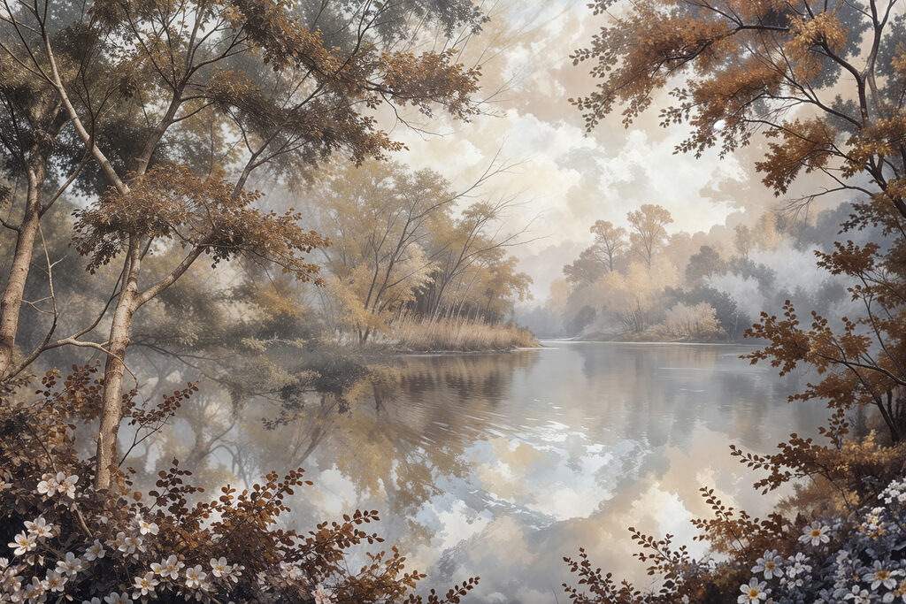 Bäume am Spiegelsee — ganzes Design