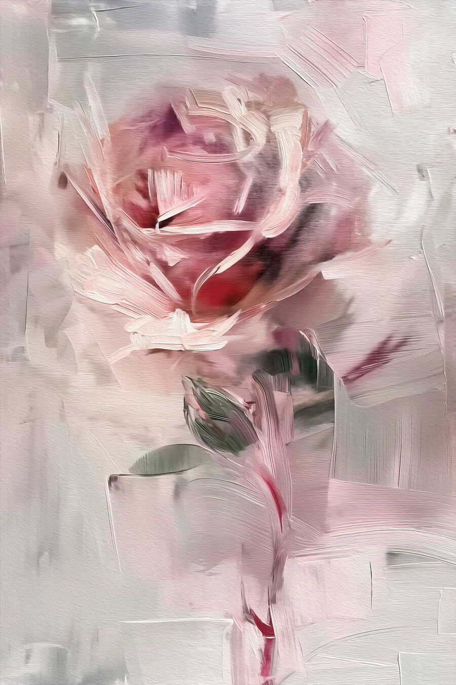 Rosa Rose zwischen Farbflächen — ganzes Design