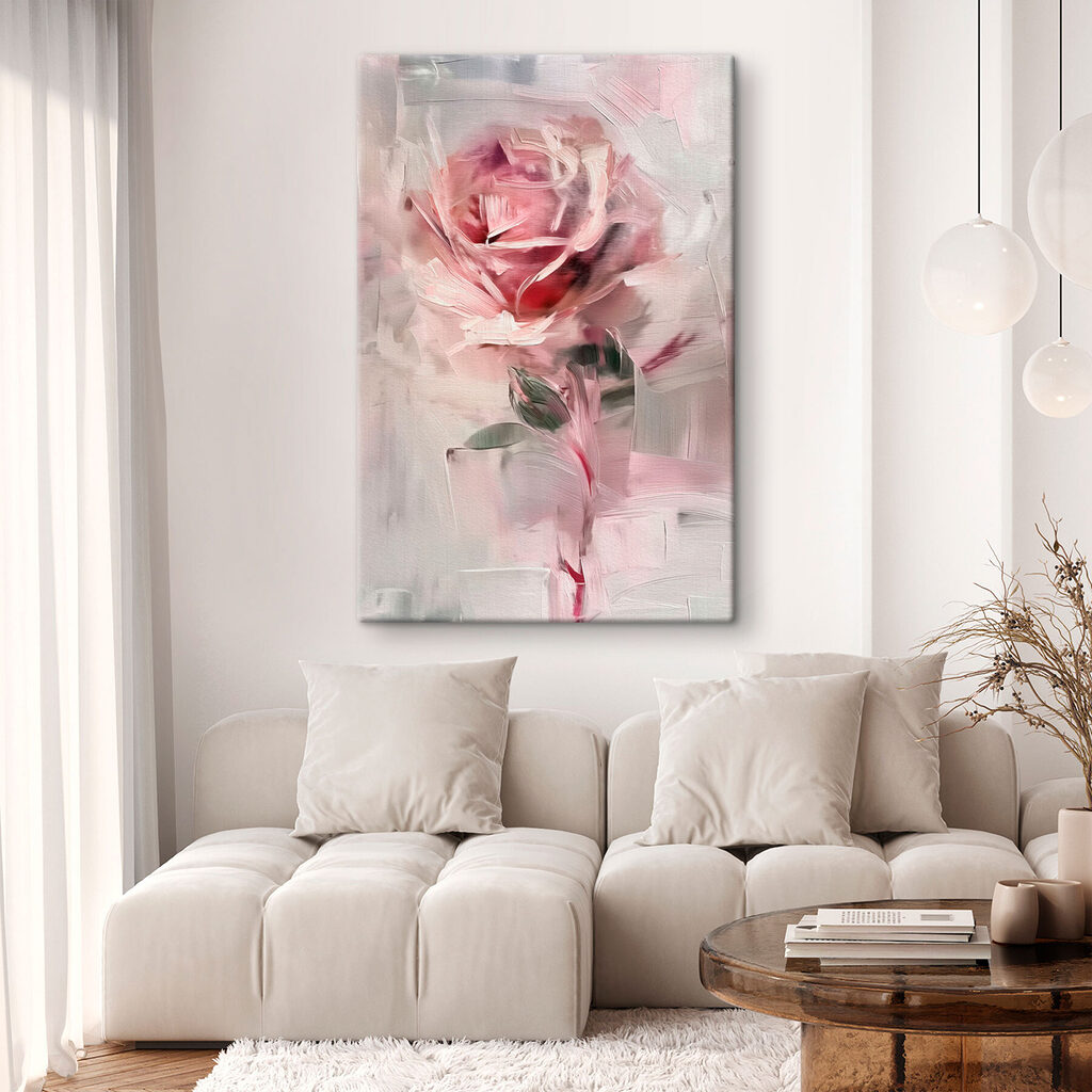 Rosa Rose zwischen Farbflächen — Interieur 1