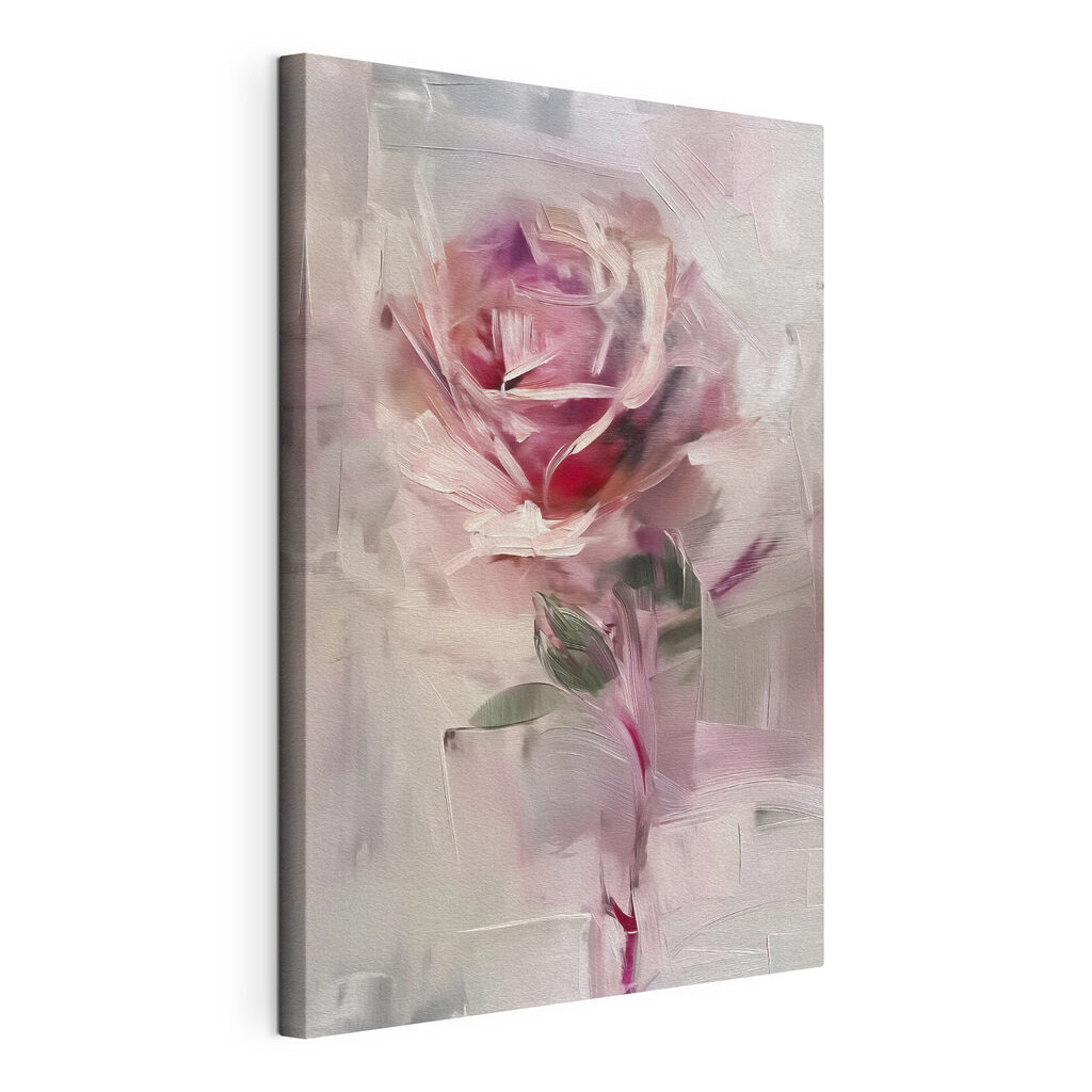Rosa Rose zwischen Farbflächen, gespannte Leinwand mit umlaufender Kante