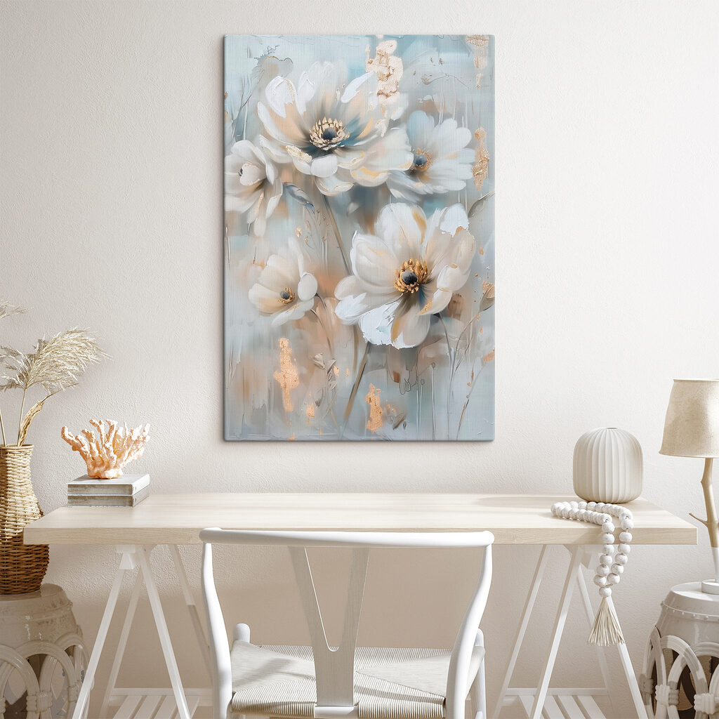 Weiße Blüten vor Blau — Interieur 2