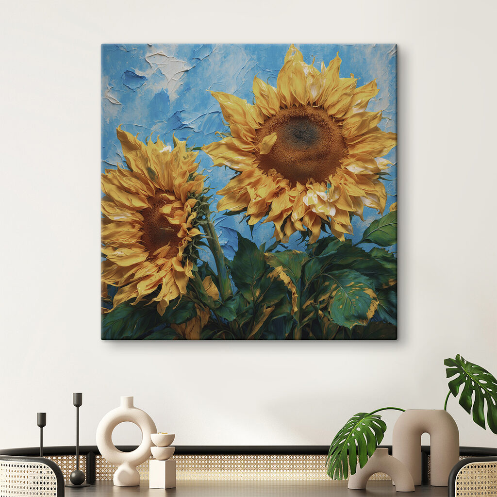 Zwei Sonnenblumen vor Himmelblau — Interieur 2
