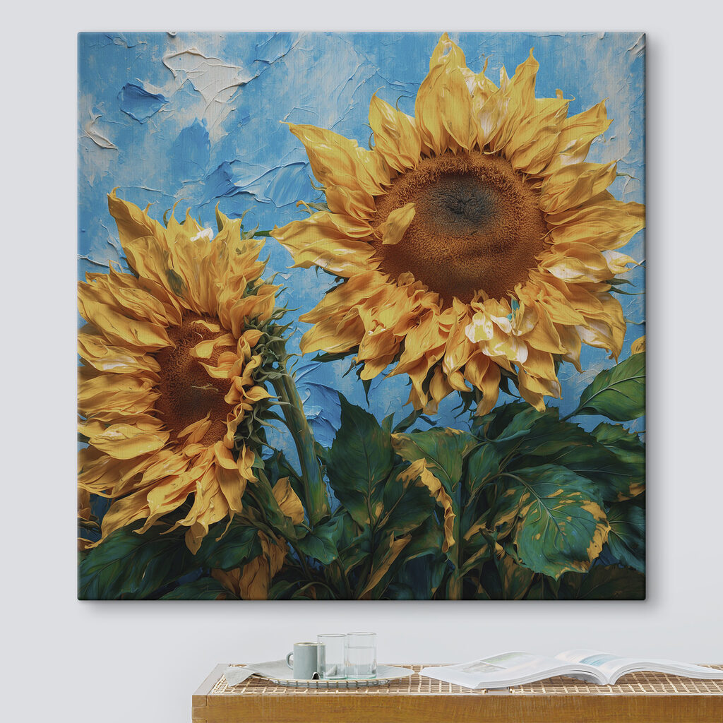 Zwei Sonnenblumen vor Himmelblau — Interieur 3