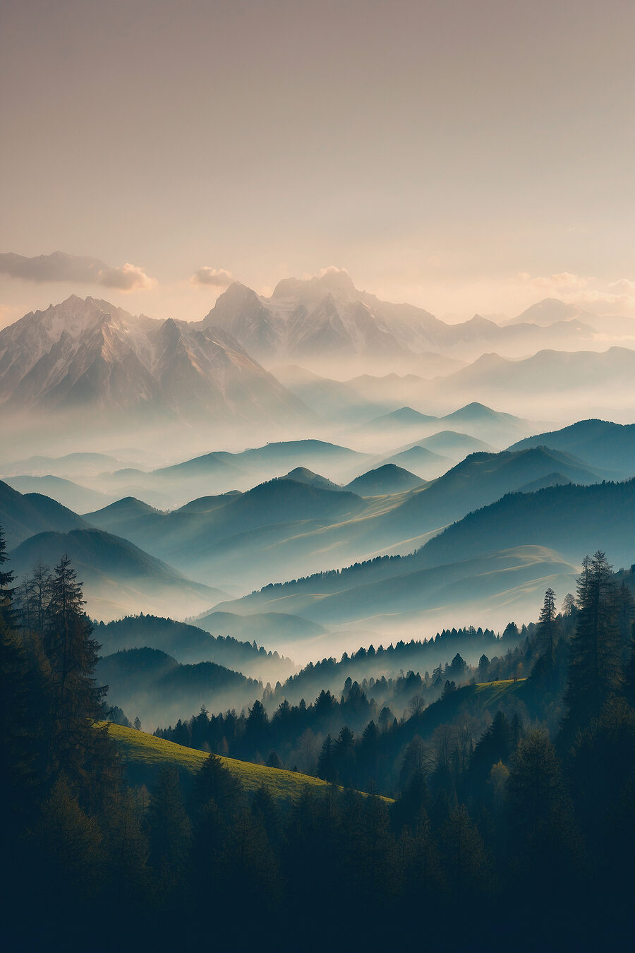 Bergrücken im Morgendunst — ganzes Design