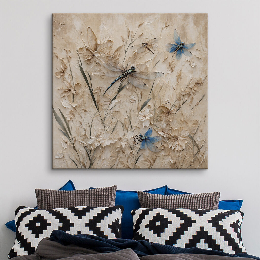 Libellen zwischen beigen Blüten — Interieur 2