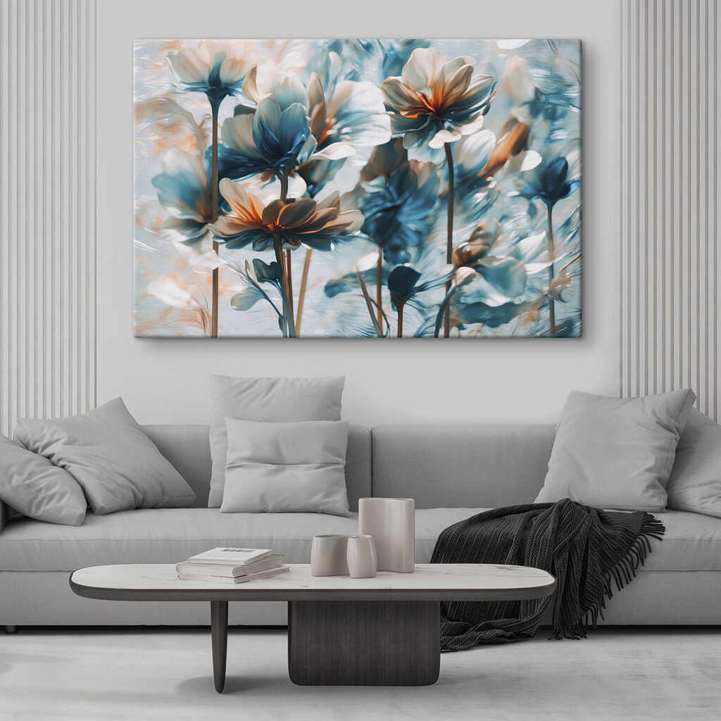 Blaue Blüten an Stielen — Interieur 1