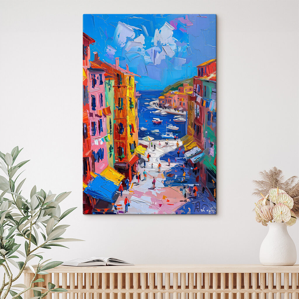 Bunte Hafenstraße in einem Interieur