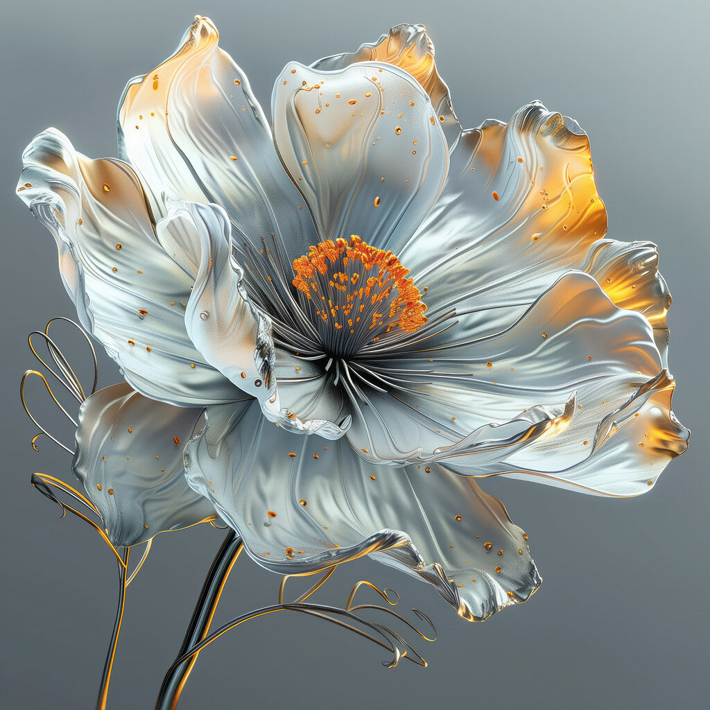 Silbrige Blüte — ganzes Design