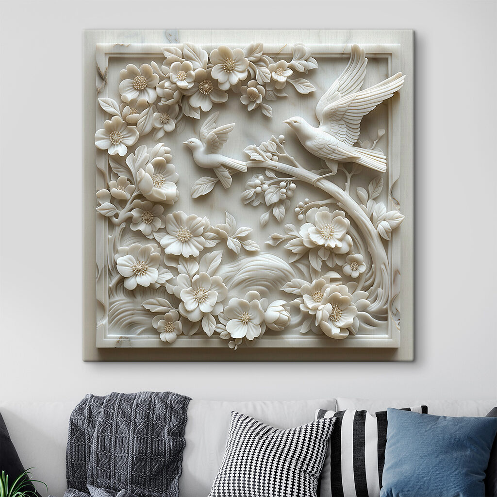 Weiße Vögel in Blütenzweigen — Interieur 2