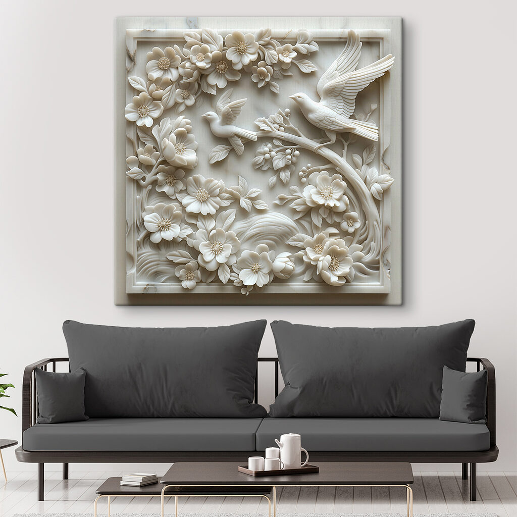 Weiße Vögel in Blütenzweigen — Interieur 3