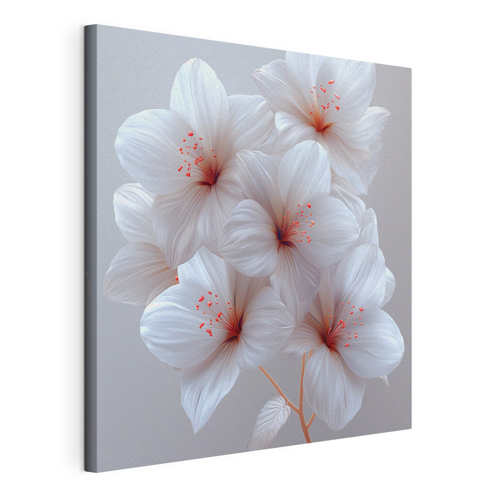 Blüten mit rosa Tupfen, gespannte Leinwand mit umlaufender Kante