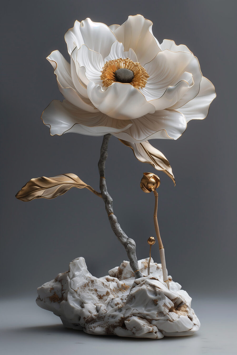 Blüte auf felsigen Wurzeln — ganzes Design