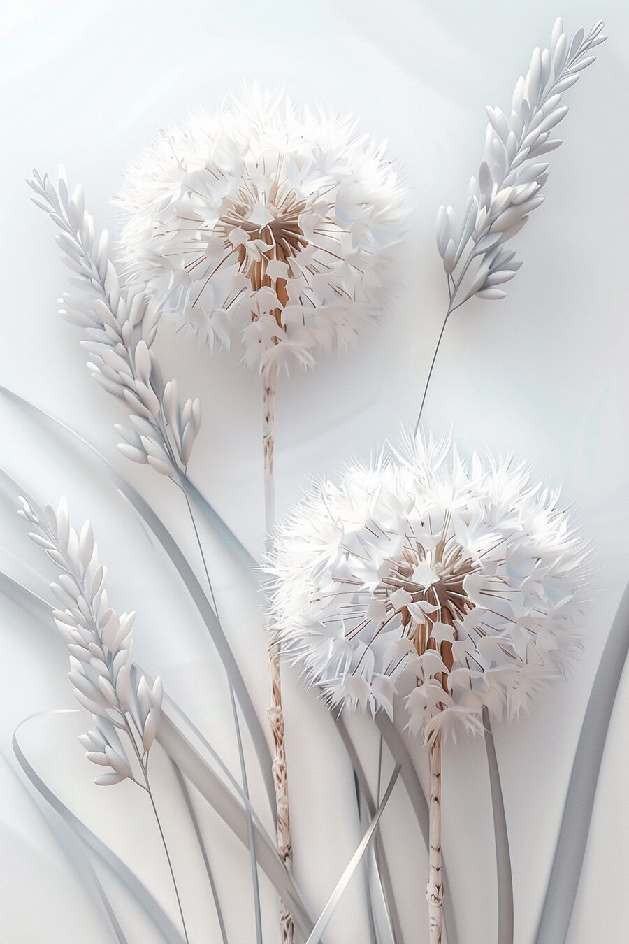Zwei Pusteblumen im Licht — ganzes Design