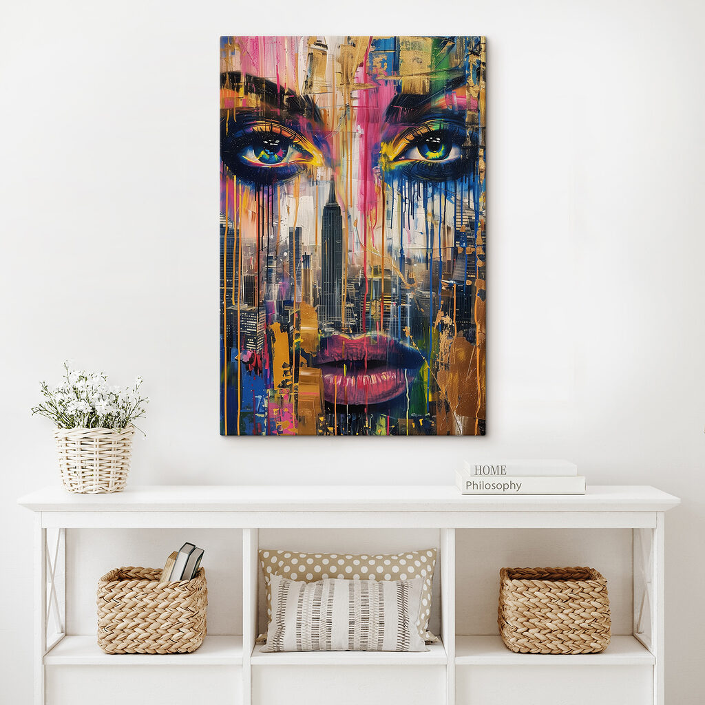 Augen hinter Farbstreifen — Interieur 1