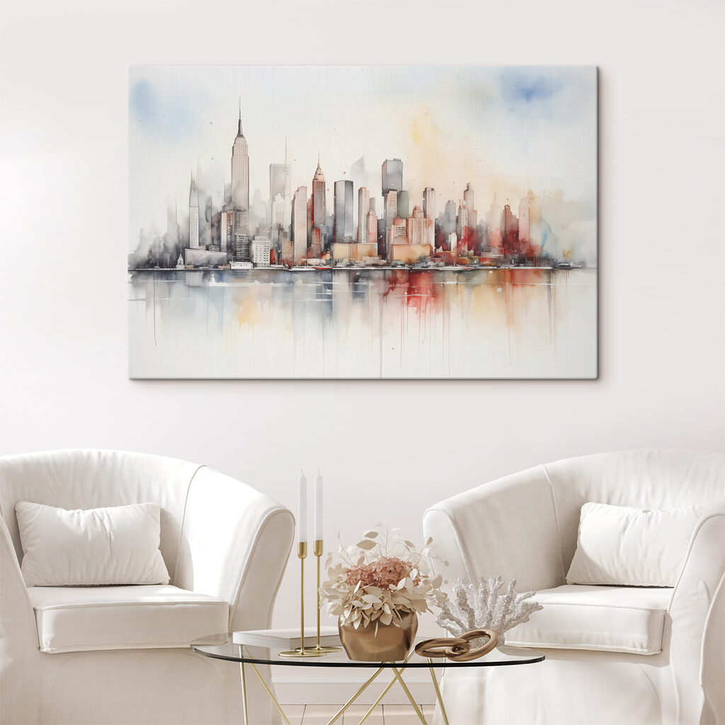 Skyline in feinen Aquarelllinien — Interieur 2