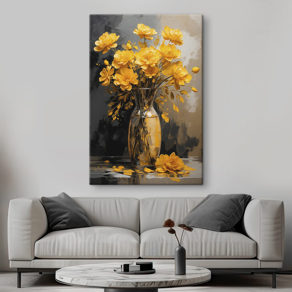 Gelbe Blüten vor Dunkelgrau — Interieur 3