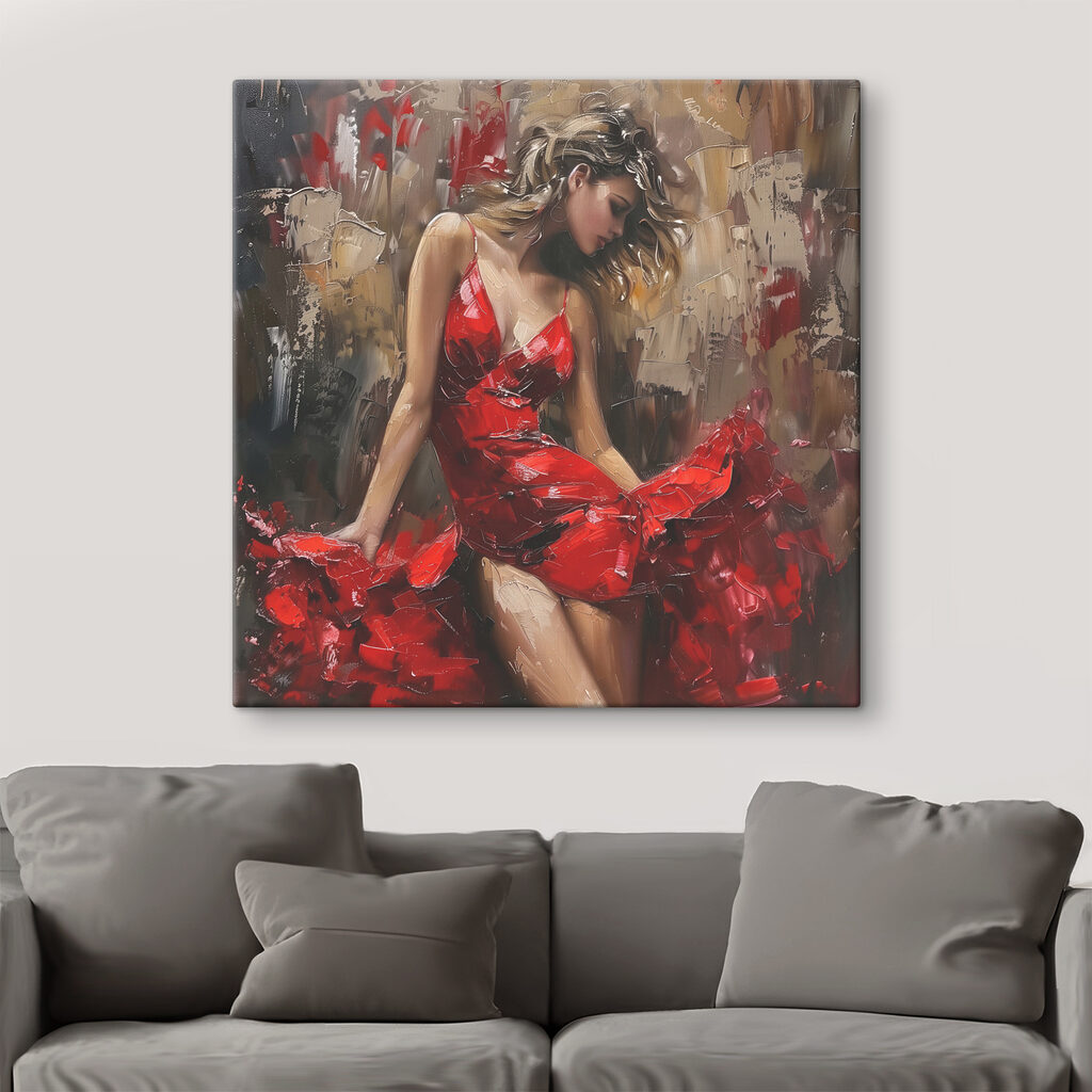 Rotes Kleid in Bewegung — Interieur 2