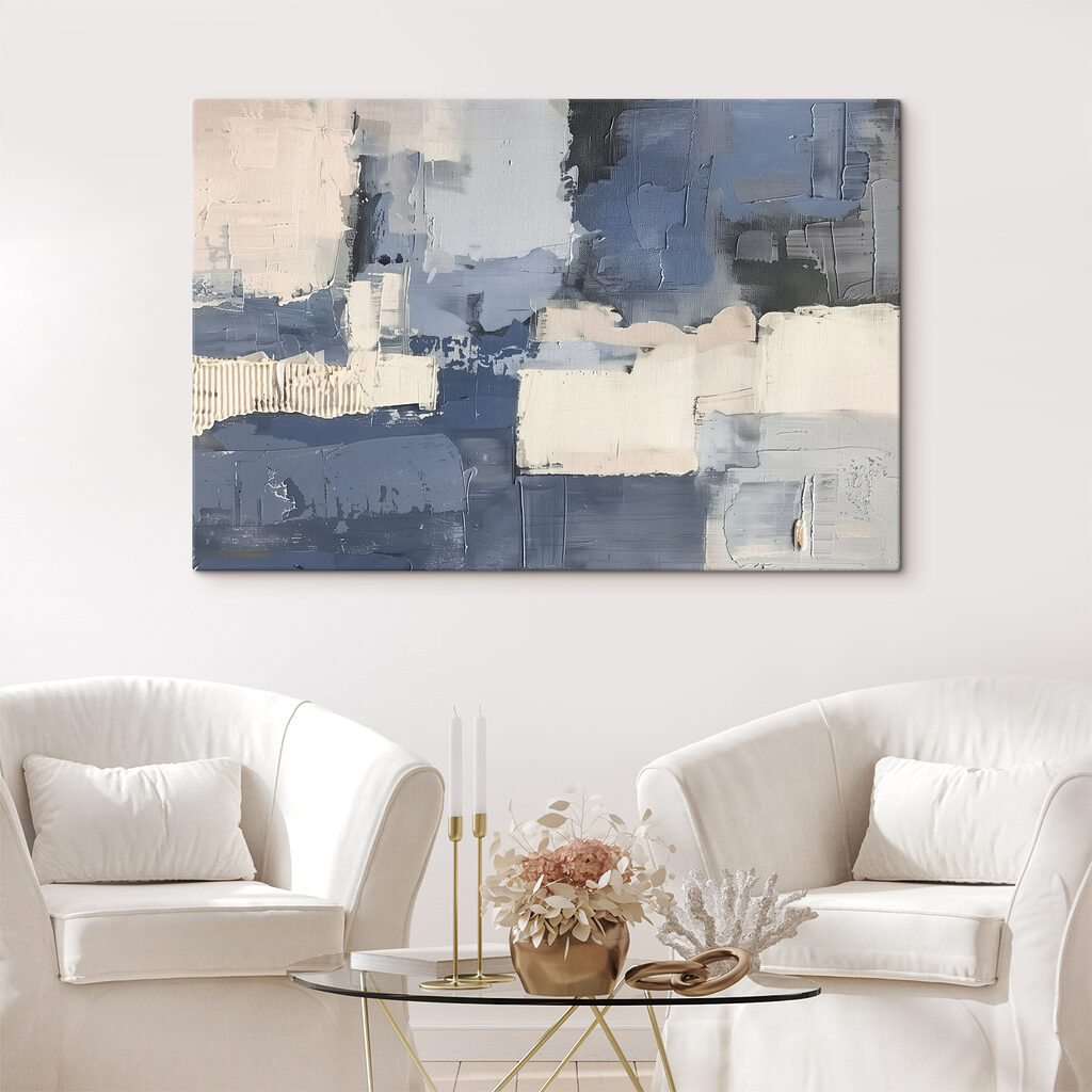 Blaugraue Blöcke auf Cremeweiß — Interieur 2