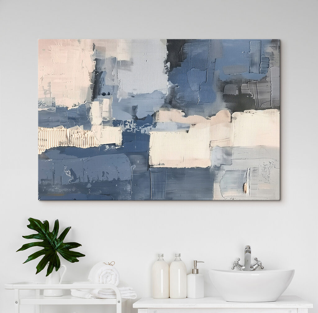 Blaugraue Blöcke auf Cremeweiß — Interieur 1