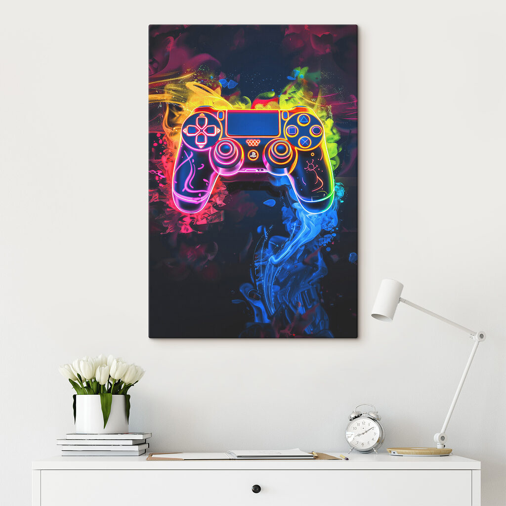 Controller in flammendem Neonlicht — Interieur 1