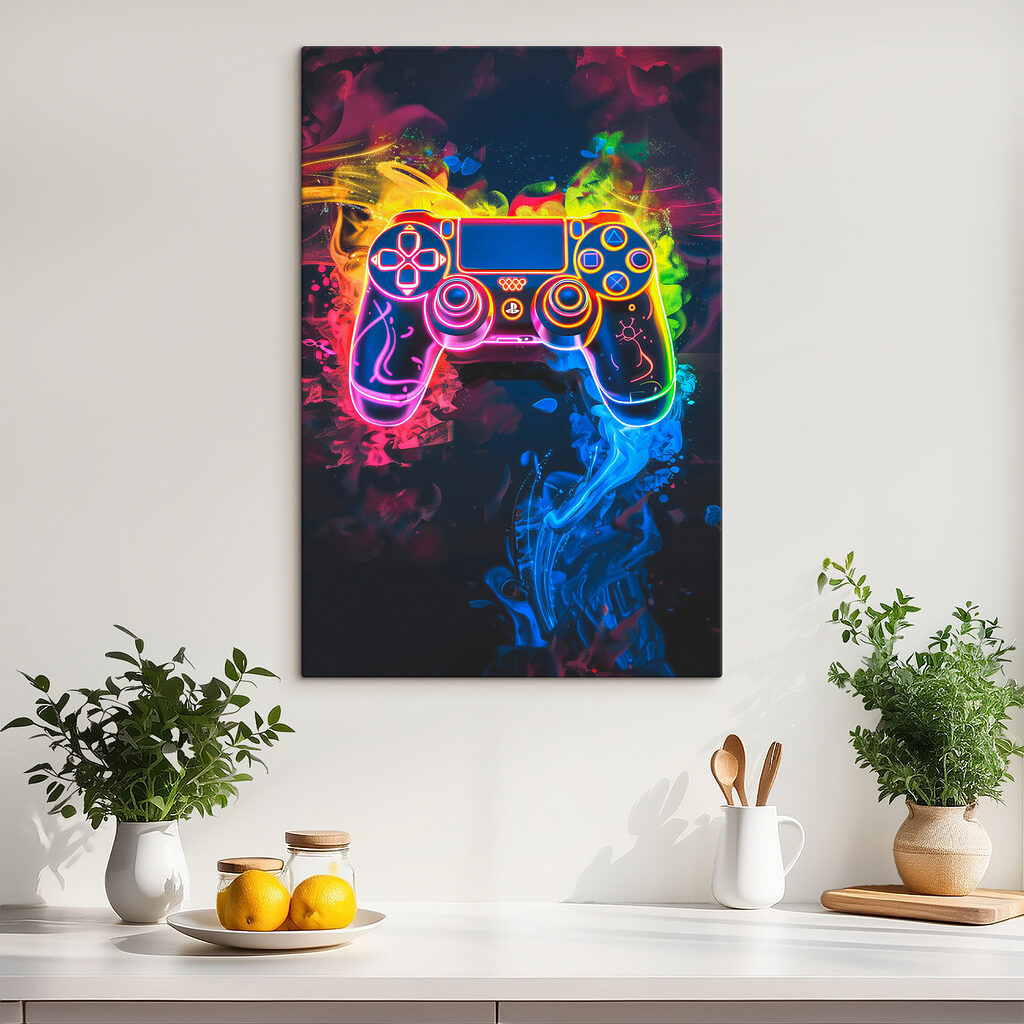Controller in flammendem Neonlicht — Interieur 2