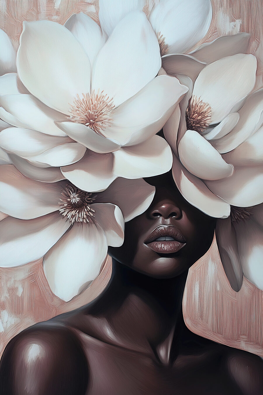 Augen hinter Blüten — ganzes Design