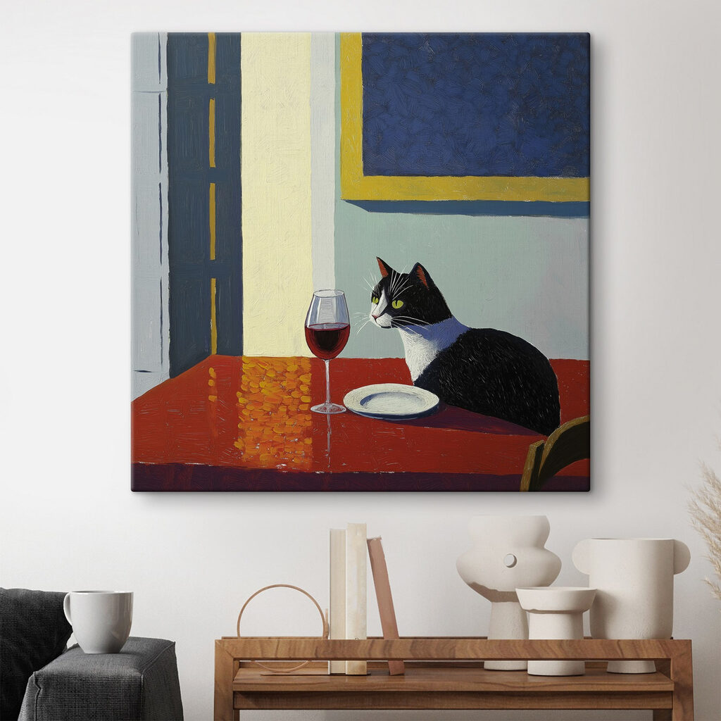Katze am Weintisch — Interieur 3