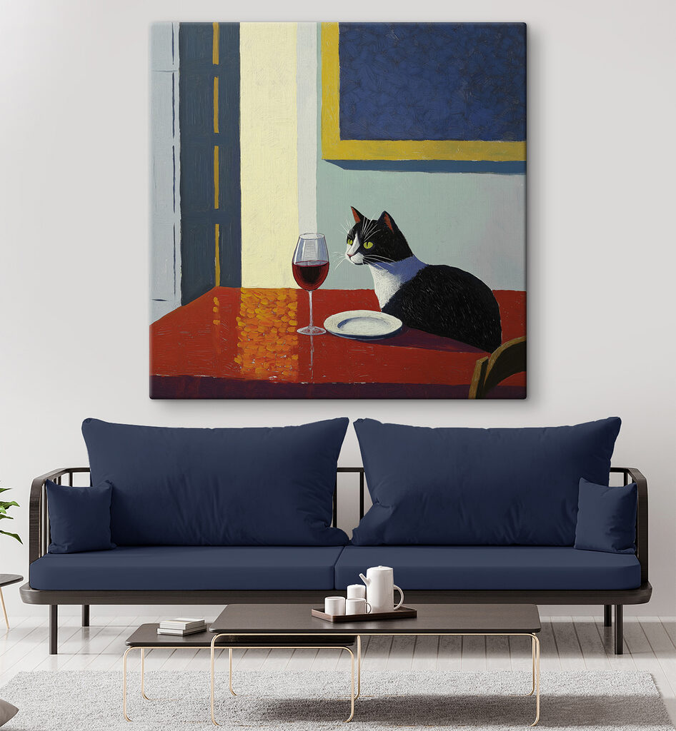 Katze am Weintisch — Interieur 2