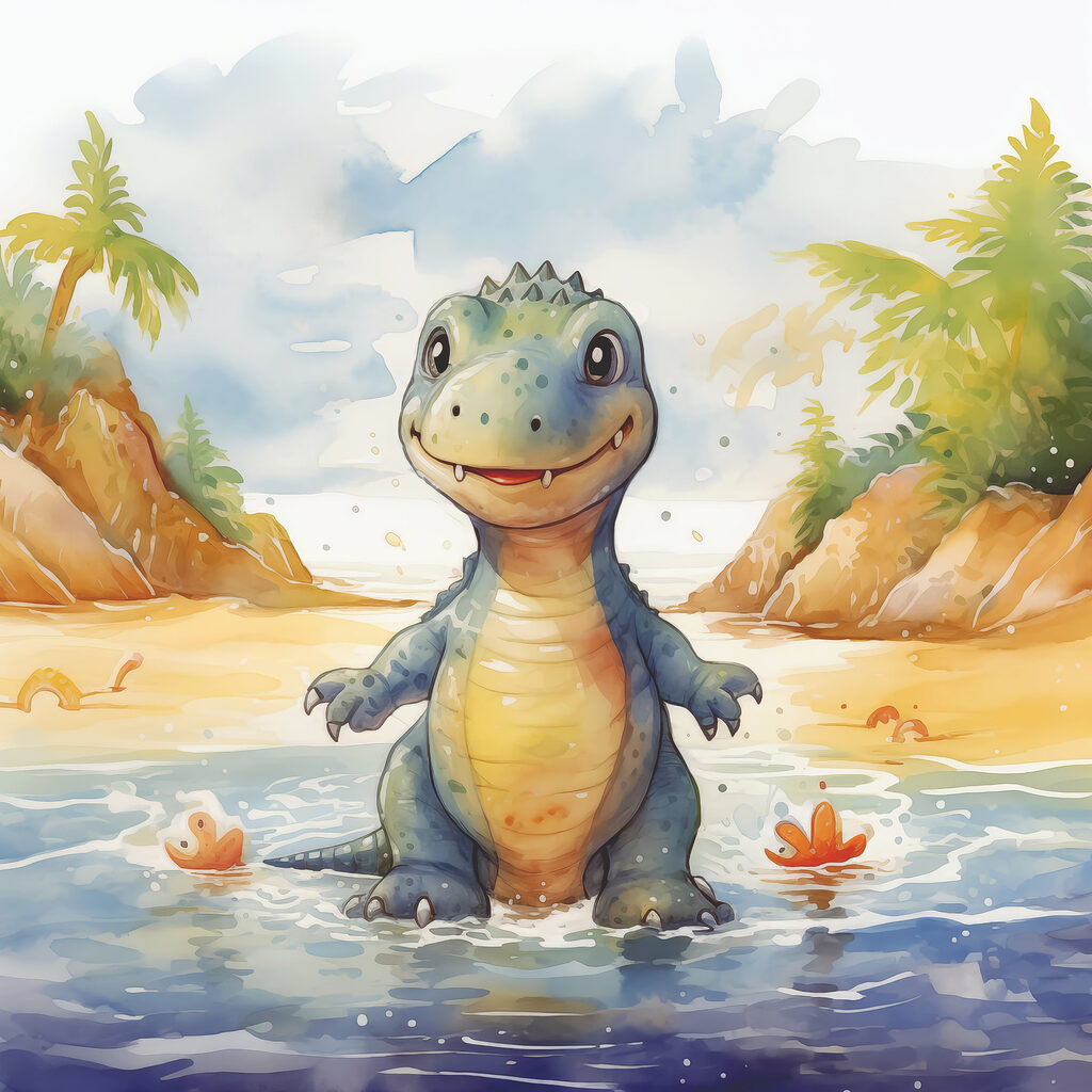 Dinosaurier im Strandbad — ganzes Design