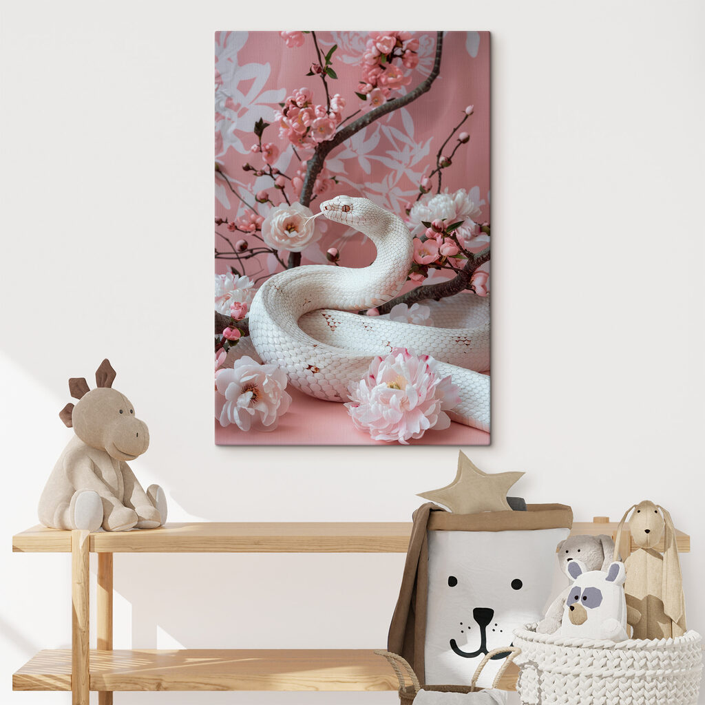 Schlange zwischen rosa Blüten — Interieur 2