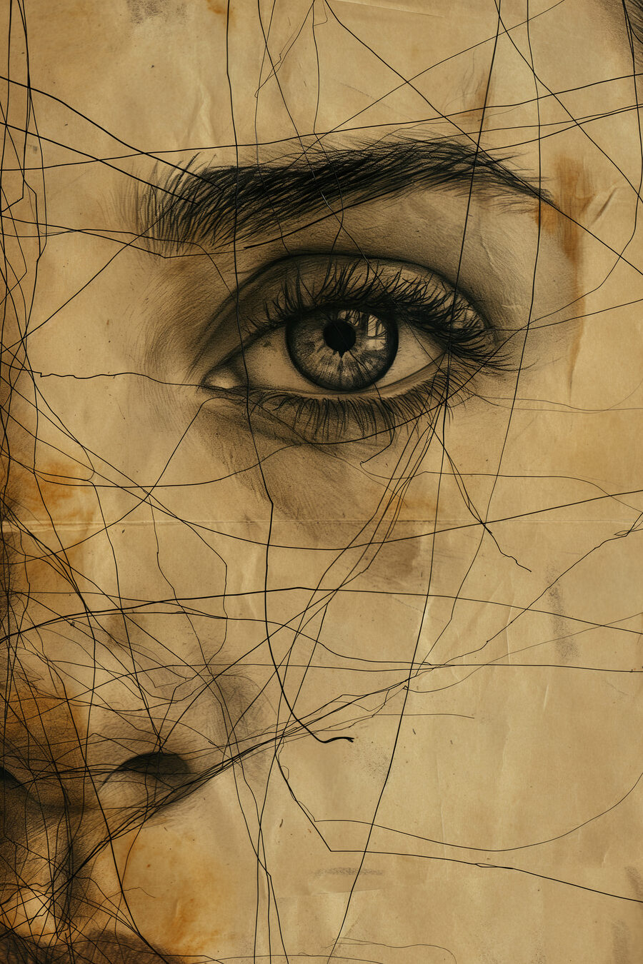 Auge in Bleistiftlinien — ganzes Design