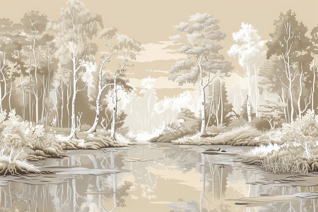Ein Fluss in Cremeweiß — ganzes Design