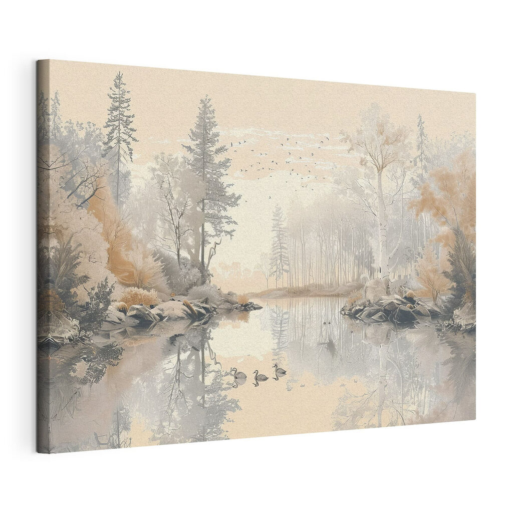 Herbstliche Spiegelungen, gespannte Leinwand mit umlaufender Kante