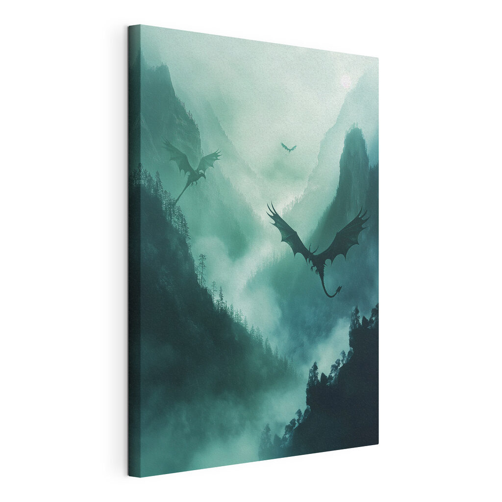 Flug durch den Nebel, gespannte Leinwand mit umlaufender Kante