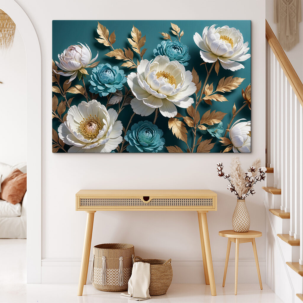 Weiße Blüte auf Petrolblau — Interieur 2