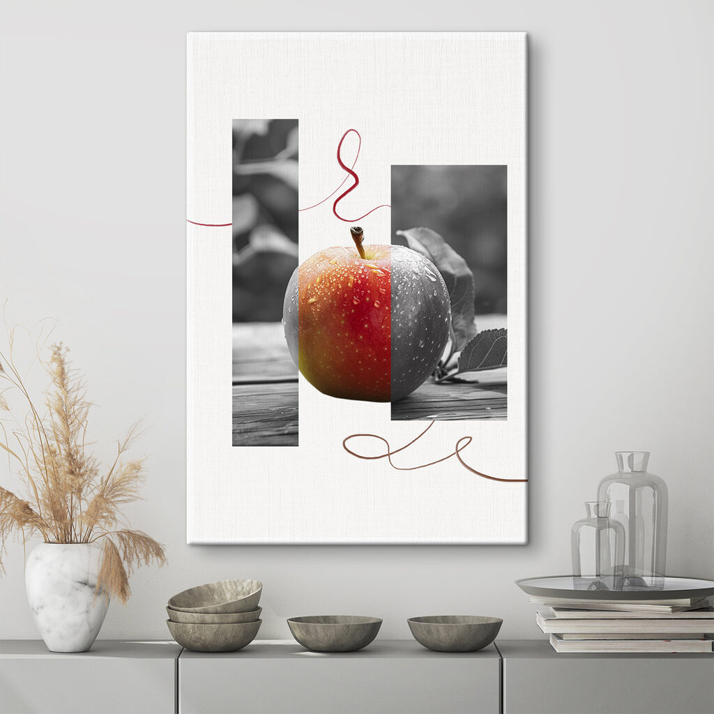Collage mit rotem Apfel — Interieur 1