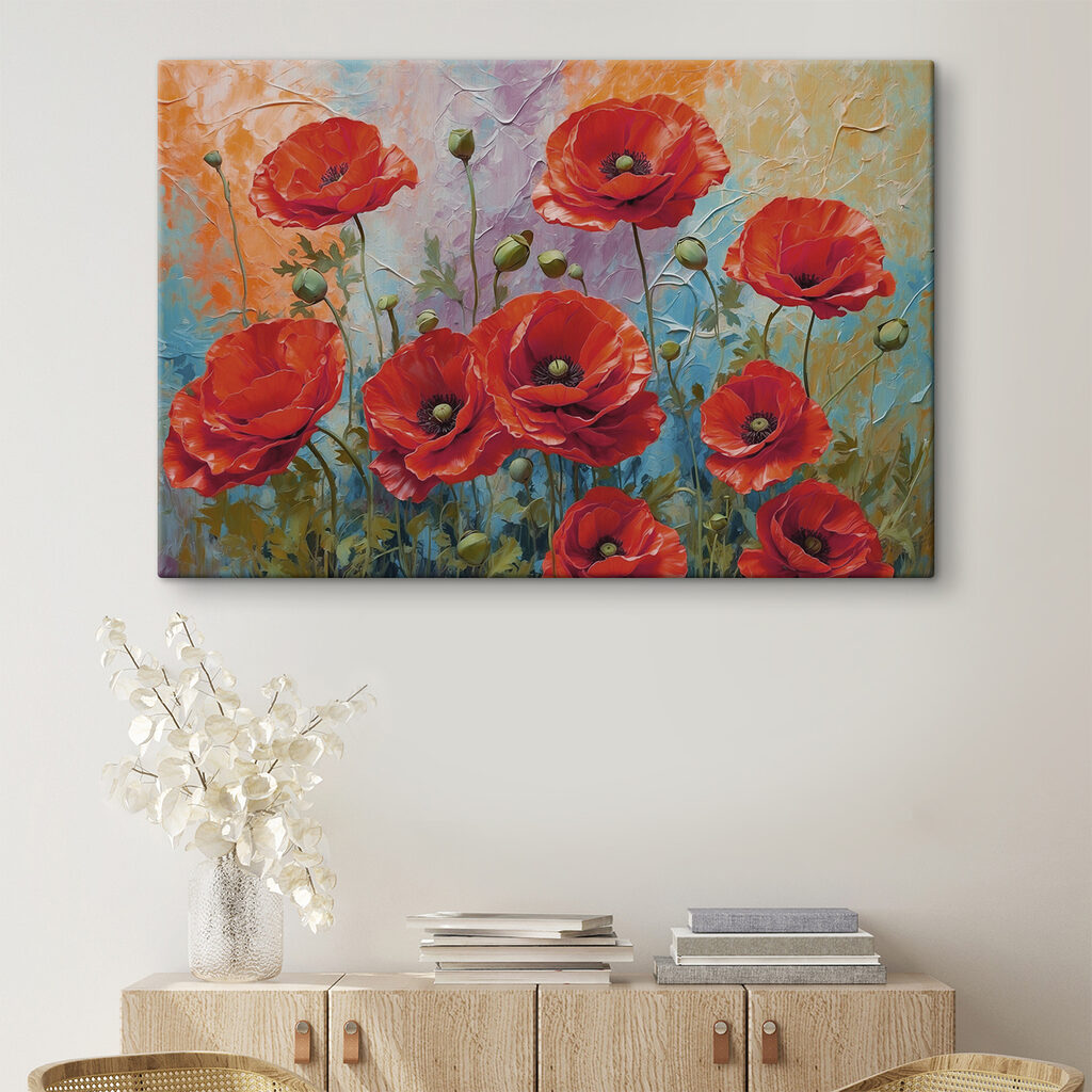 Mohnblumen zwischen Pastellfarben — Interieur 2