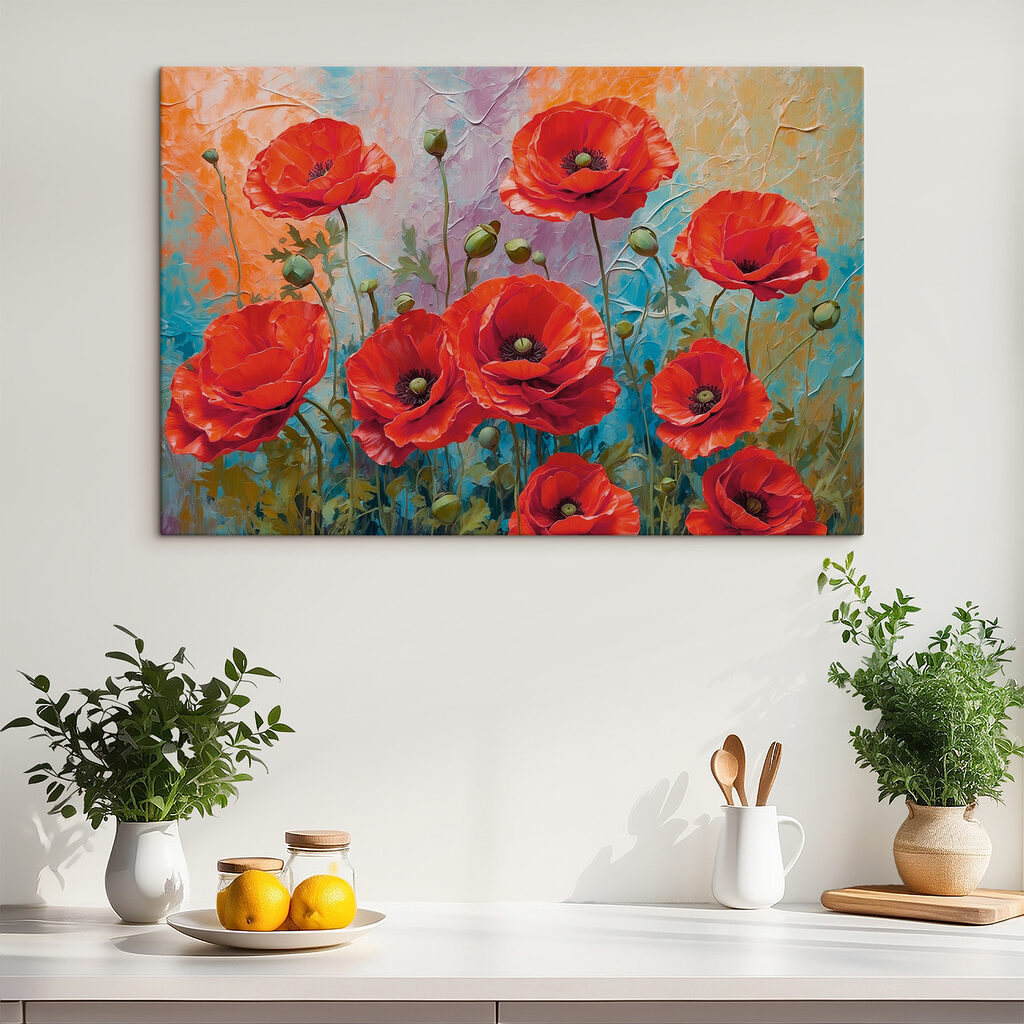 Mohnblumen zwischen Pastellfarben — Interieur 1