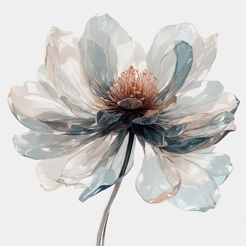 Blütenblätter in kühlem Aquarell — ganzes Design