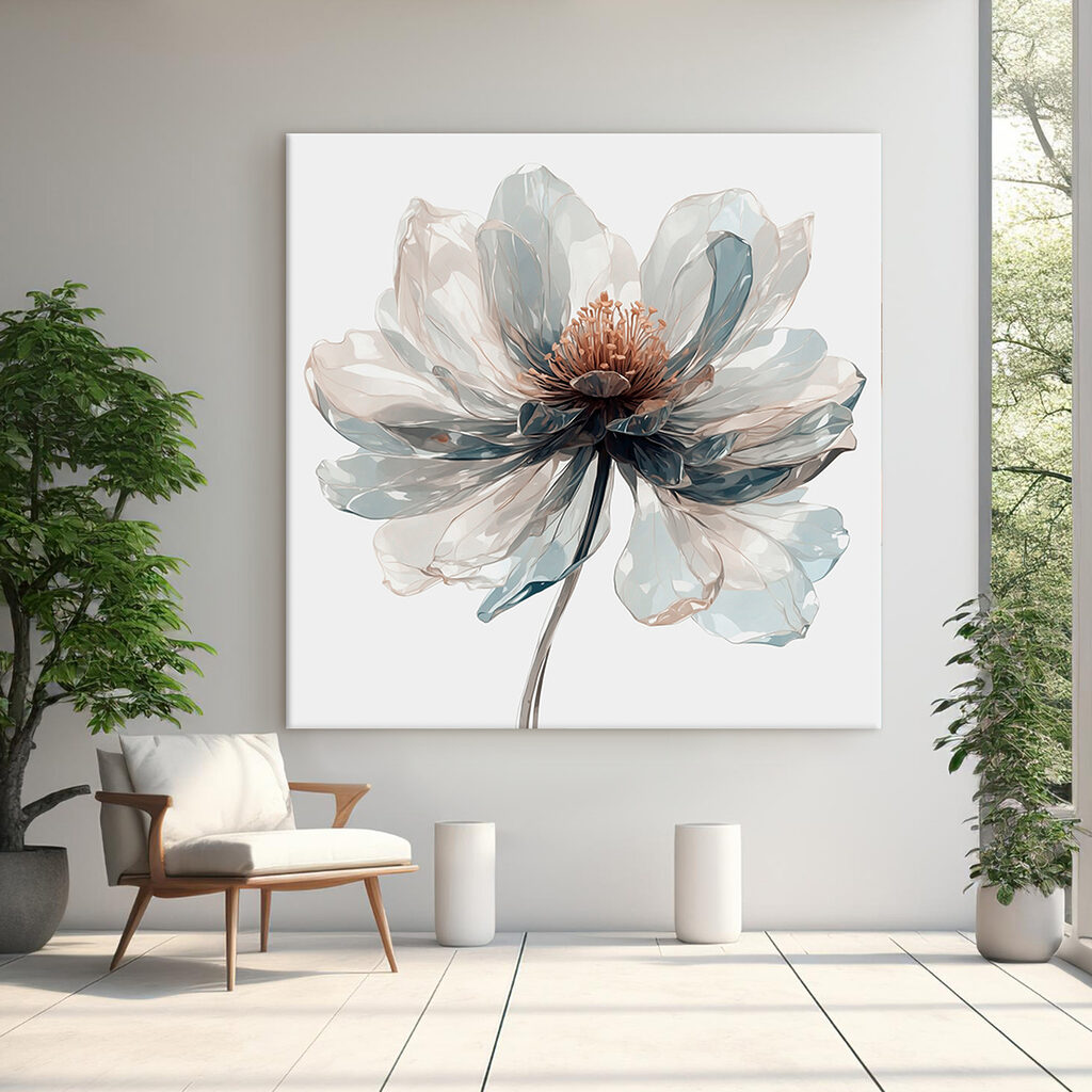 Blütenblätter in kühlem Aquarell — Interieur 1