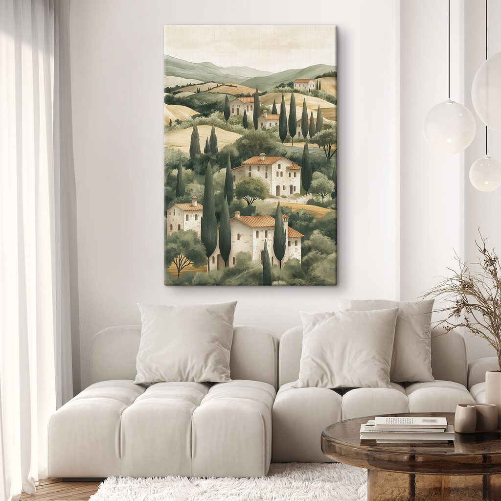 Weiße Häuser zwischen Zypressen — Interieur 1