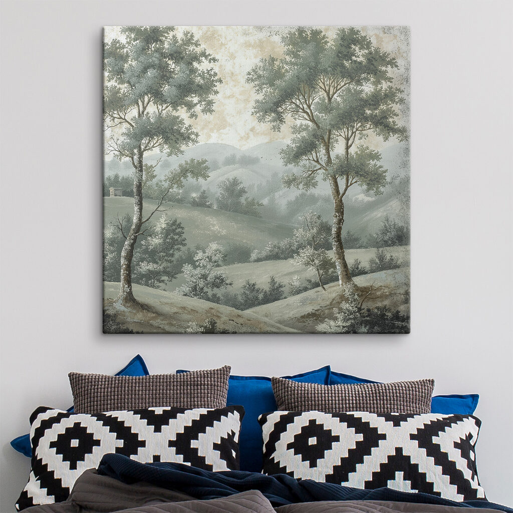 Zwei Bäume, neblige Hügel — Interieur 1