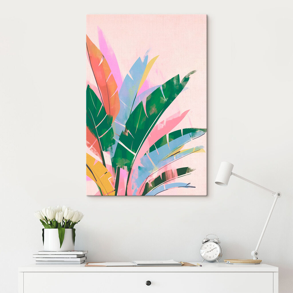 Pastellblätter auf Zartrosa — Interieur 1