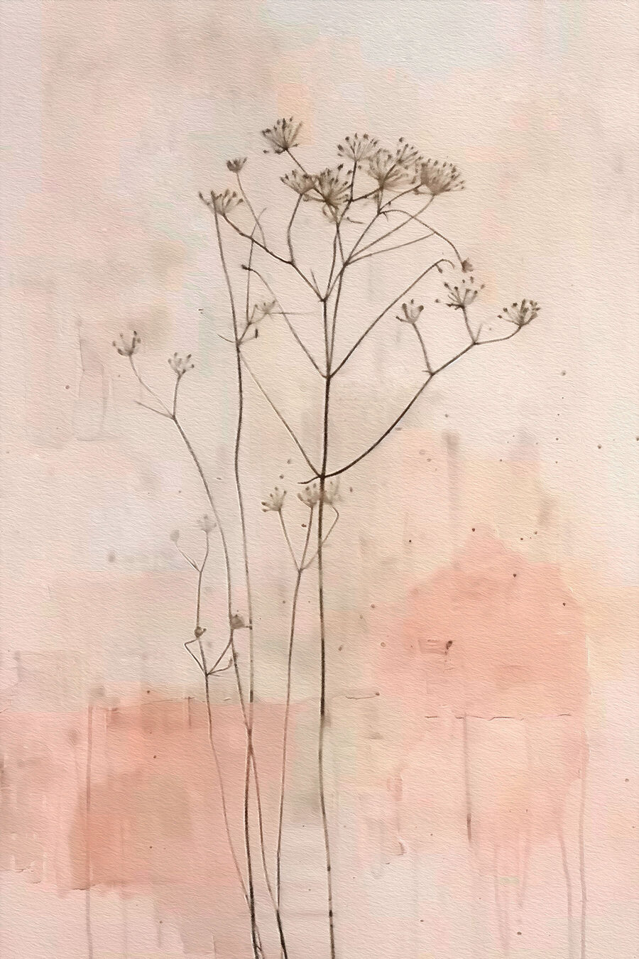 Feine Doldenblüten auf Rosa — ganzes Design