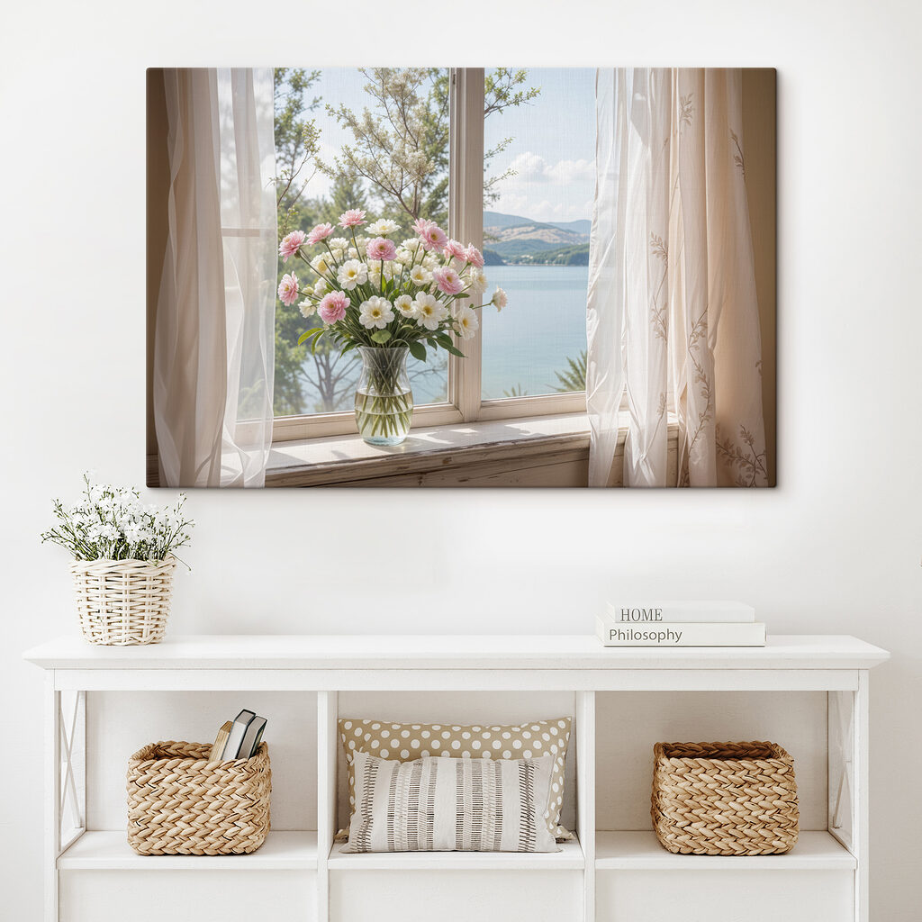Blumenstrauß am See in einem Interieur
