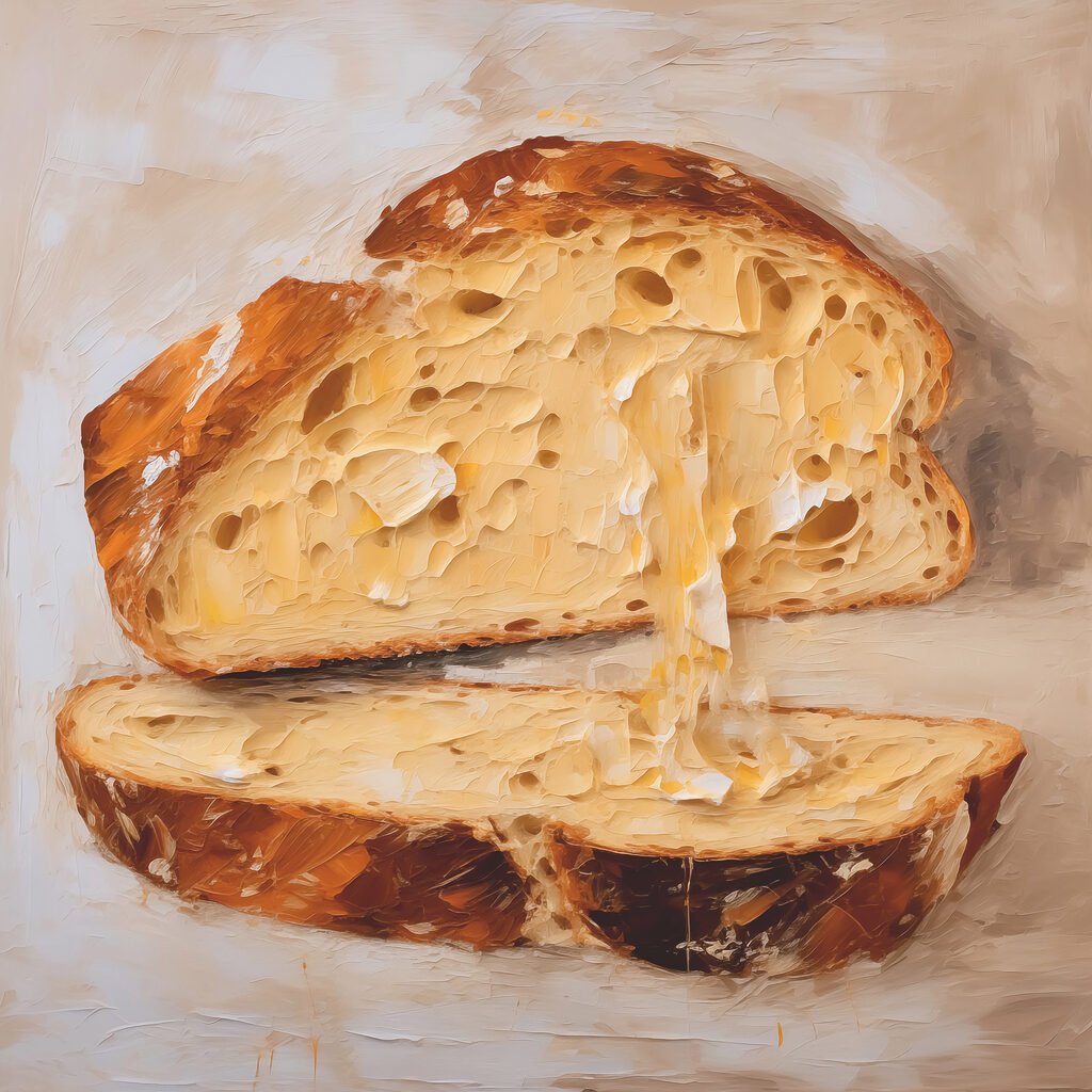 Brot mit geschmolzenem Käse — ganzes Design