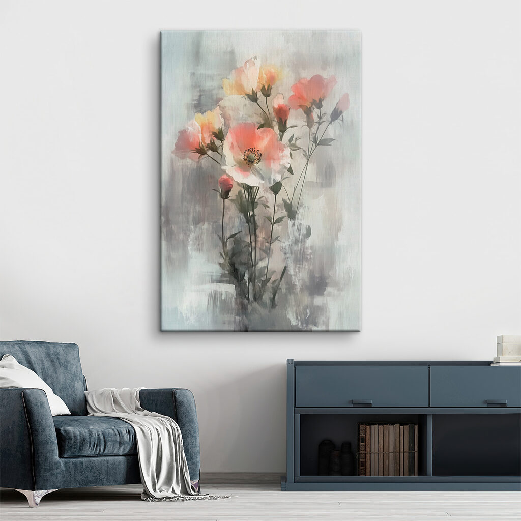 Mohnblumen vor blassen Farbbahnen — Interieur 2