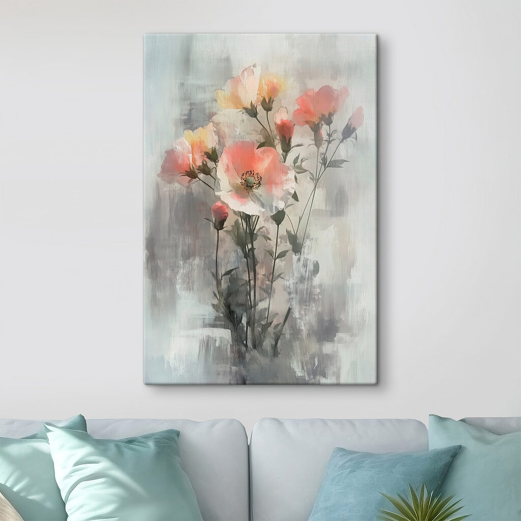 Mohnblumen vor blassen Farbbahnen — Interieur 3