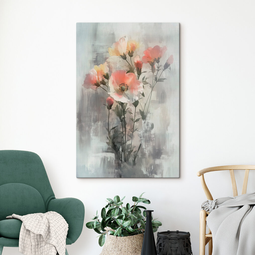 Mohnblumen vor blassen Farbbahnen — Interieur 4