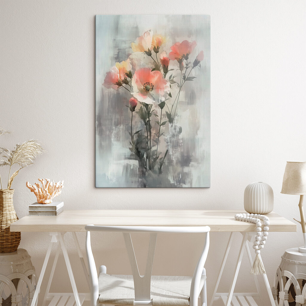 Mohnblumen vor blassen Farbbahnen — Interieur 1